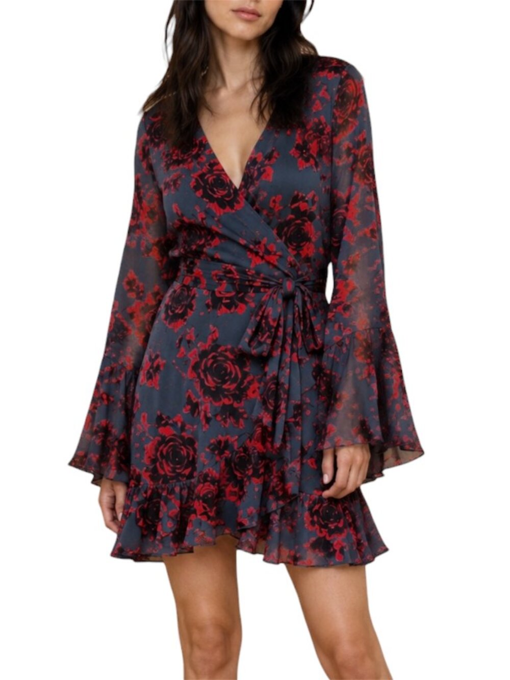 XS NWT City Chic Ariarne Rose Floral Wrap Mini Dress